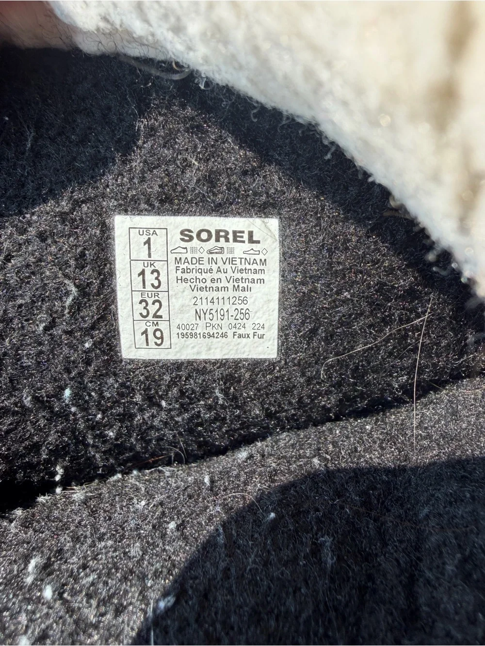 Sorel Kids Brown and Black Waterproof Winter Boots with Cream Faux Fur
